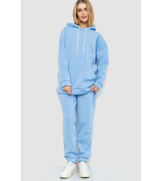 Спорт костюм женский на флисе, цвет голубой, 214R104