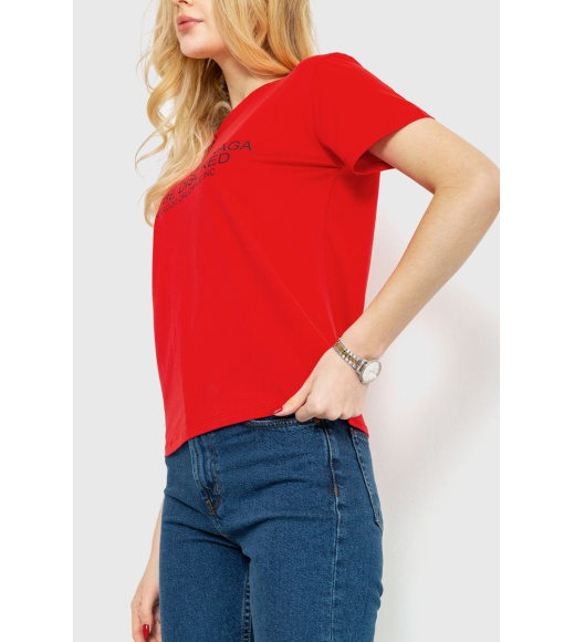 Футболка женская с принтом, цвет красный, 221R3006