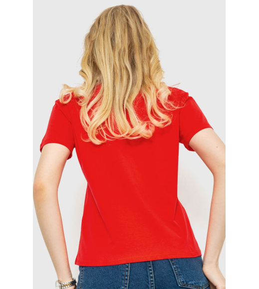 Футболка женская с принтом, цвет красный, 221R3006