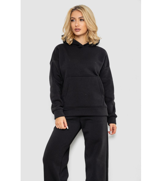 Спортивный костюм женский на флисе, цвет черный, 177R056