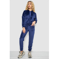 Спортивный костюм женский велюровый, цвет темно-синий, 177R022-1