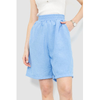 Шорты женские свободного кроя ткань лен, цвет голубой, 177R023