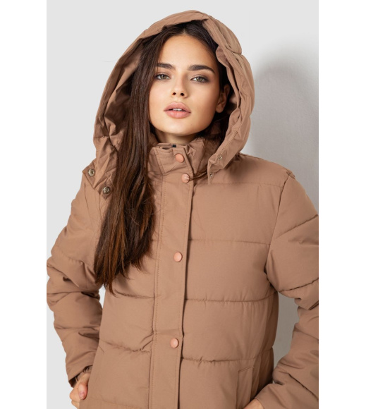 Куртка женская демисезонная удлиненная, цвет бежевый, 207R006