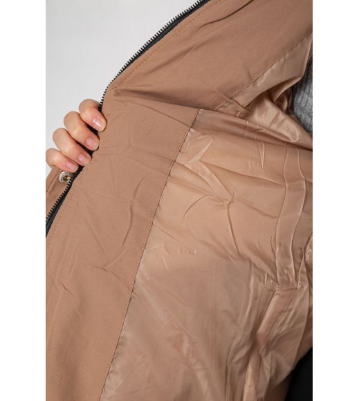 Куртка женская демисезонная удлиненная, цвет бежевый, 207R006