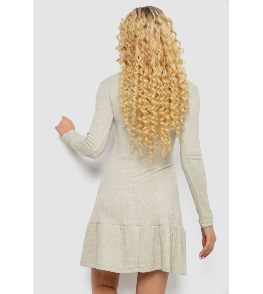 Платье трикотажное с оборкой, цвет серо-оливковый, 230R0112