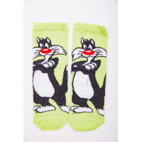 Женские носки, салатового цвета с мультяшным принтом, 167R360
