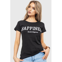 Футболка женская с принтом, цвет черный, 221R3063
