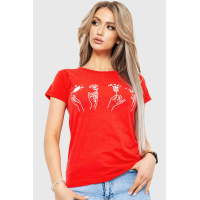 Футболка женская с принтом, цвет красный, 221R3002