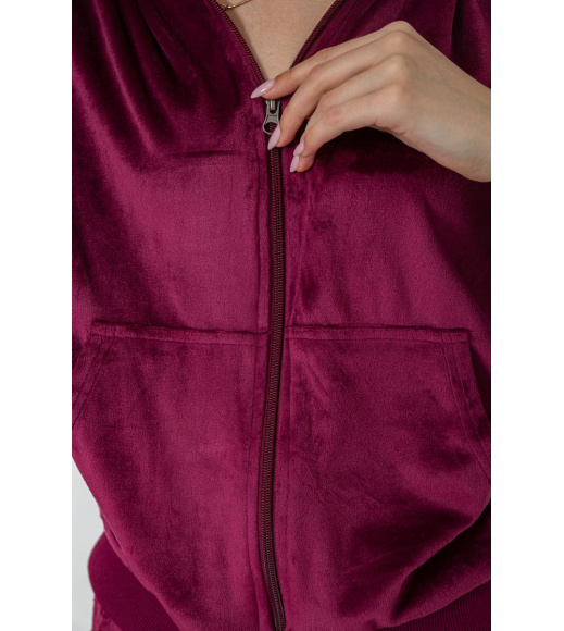 Спорт костюм женский велюровый, цвет бордовый, 244R9110