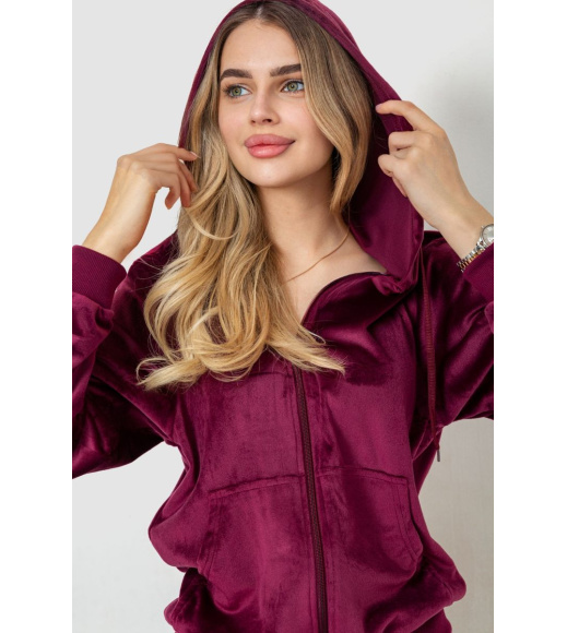 Спорт костюм женский велюровый, цвет бордовый, 244R9110