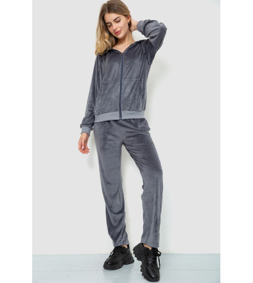 Спорт костюм женский велюровый, цвет серый, 244R9110