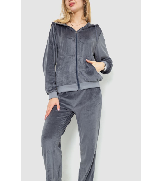 Спорт костюм женский велюровый, цвет серый, 244R9110