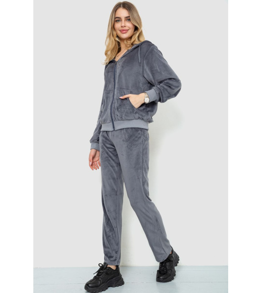 Спорт костюм женский велюровый, цвет серый, 244R9110