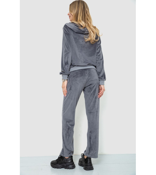 Спорт костюм женский велюровый, цвет серый, 244R9110