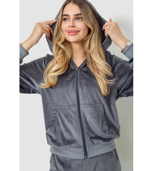 Спорт костюм женский велюровый, цвет серый, 244R9110