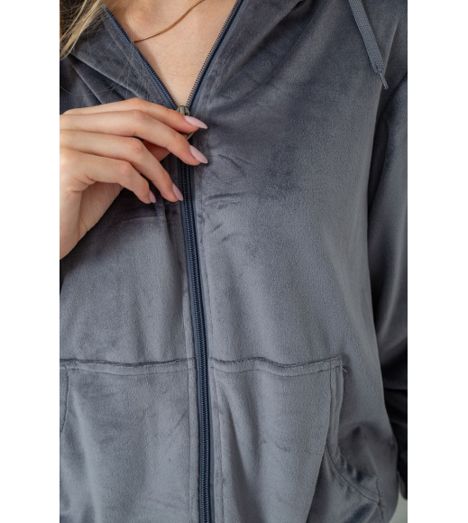 Спорт костюм женский велюровый, цвет серый, 244R9110