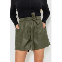 Шорты женские из экокожи, цвет хаки, 102R295-1