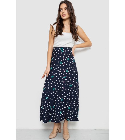 Юбка свободного кроя в горох, цвет темно-синий, 167R5001
