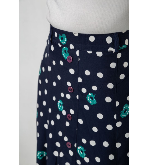 Юбка свободного кроя в горох, цвет темно-синий, 167R5001
