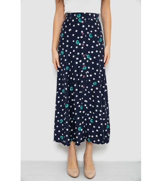 Юбка свободного кроя в горох, цвет темно-синий, 167R5001