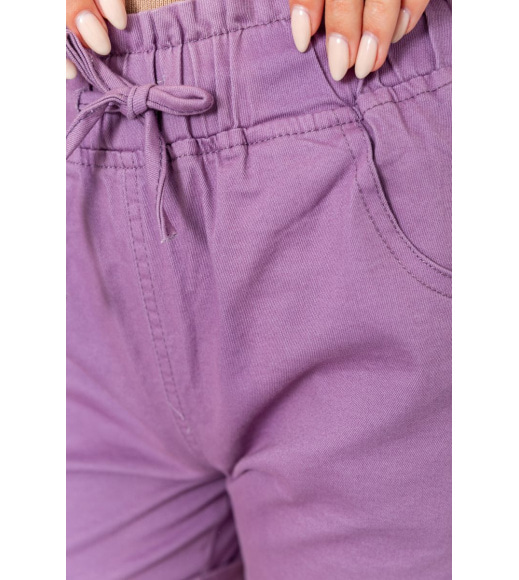 Шорты женские с манжетом, цвет светло-фиолетовый, 214R650