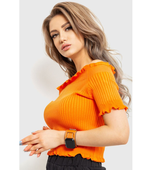 Топ женский нарядный в рубчик, цвет оранжевый, 204R020