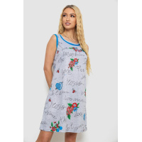 Платье с принтом домашнее, цвет серо-голубой, 238RV145