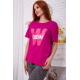 Жіноча футболка, кольору фуксії з принтом, 198R012