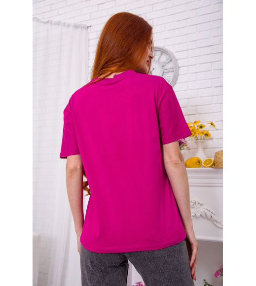 Жіноча футболка, кольору фуксії з принтом, 198R012