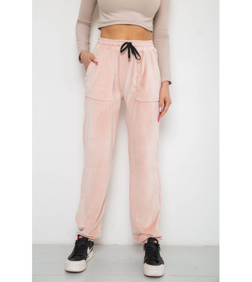 Штаны женские велюровые, цвет пудровый, 238R58168