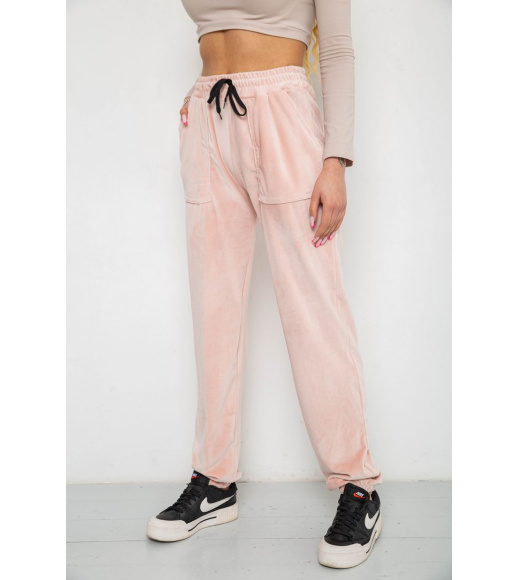 Штаны женские велюровые, цвет пудровый, 238R58168