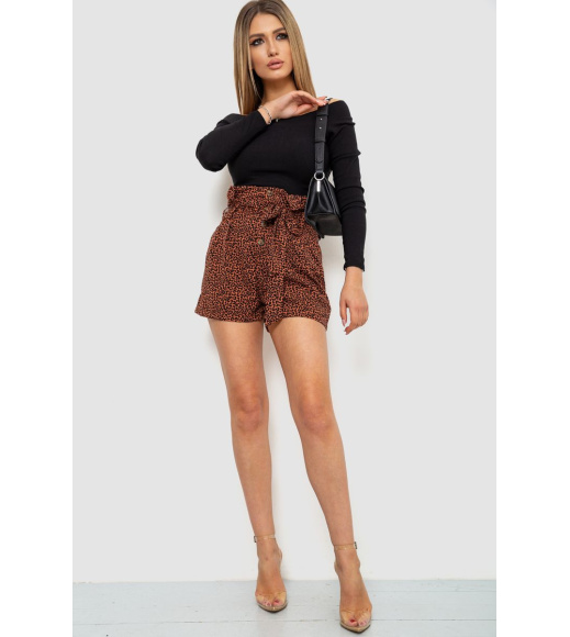 Шорты женские шифоновые, цвет коричнево-черный, 244R079