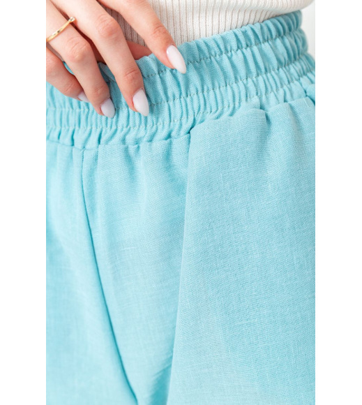 Шорты женские свободного кроя ткань лен, цвет бирюзовый, 177R023