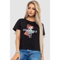 Футболка женская с принтом, цвет черный, 221R3016