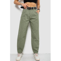 Джинсы женские балоны, цвет оливковый, 182R00309