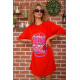 Жіноча вільна футболка, коралового кольору, 117R1024