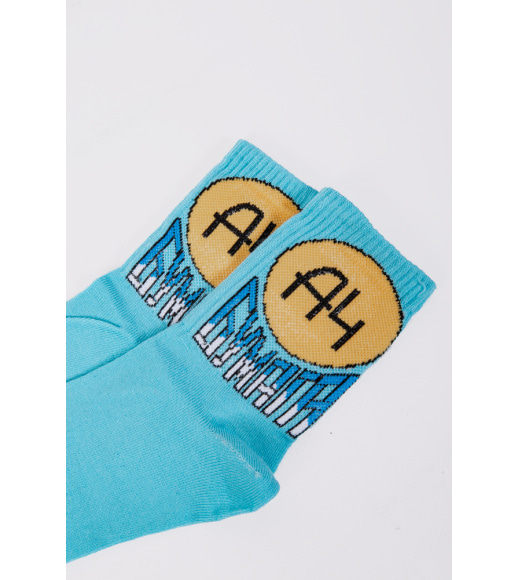 Жіночі шкарпетки середньої довжини, блакитного кольору з принтом, 151R106