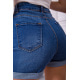 Женские джинсовые шорты с подворотами, синего цвета, 164R5834