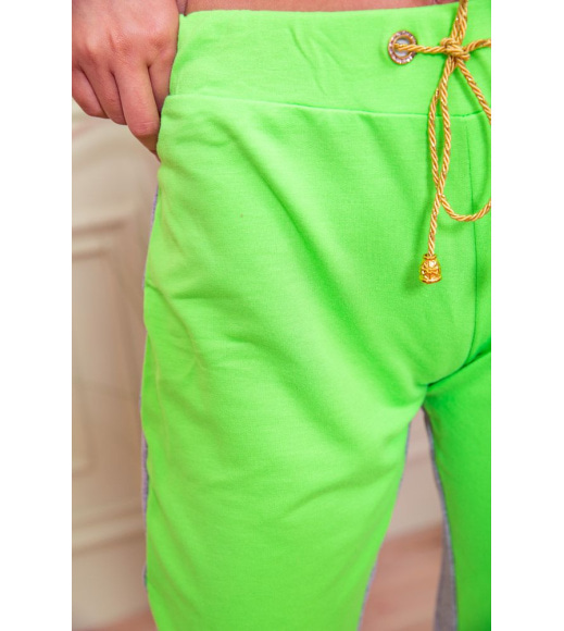 Женские шорты на резинке и завязках, серо-салатового цвета,167R2-5