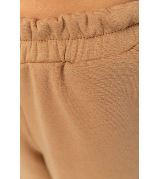 Спортивные штаны женские на флисе однотонные, цвет бежевый, 119R218