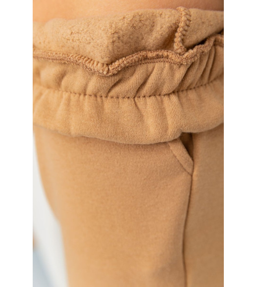 Спортивні штани жіночі на флісі однотонні, колір бежевий, 119R218