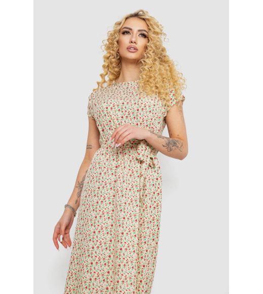 Платье с принтом софт, цвет бежево-красный, 214R0228-2