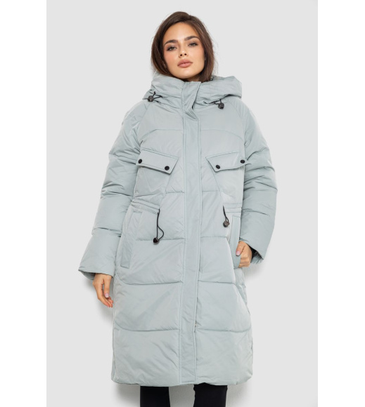 Пуховик женский удлиненный, цвет светло-оливковый, 243R2303