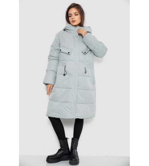 Пуховик женский удлиненный, цвет светло-оливковый, 243R2303