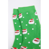 Жіночі новорічні шкарпетки, салатового кольору з принтом, 151R2326