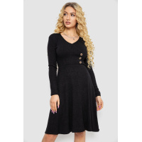 Платье трикотажное с оборкой, цвет черный, 230R0113