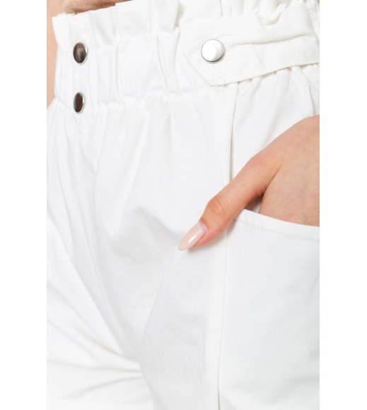 Шорти жіночі на резинці з манжетом, колір білий, 214R811