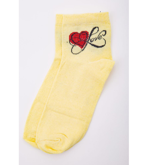 Женские носки, желто-красного цвета с принтом, средней длины, 167R346