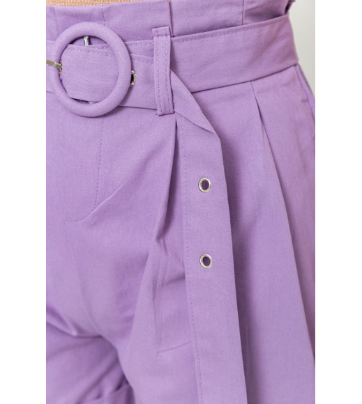 Шорты женские с ремнем и манжетом, цвет светло-фиолетовый, 214R8818