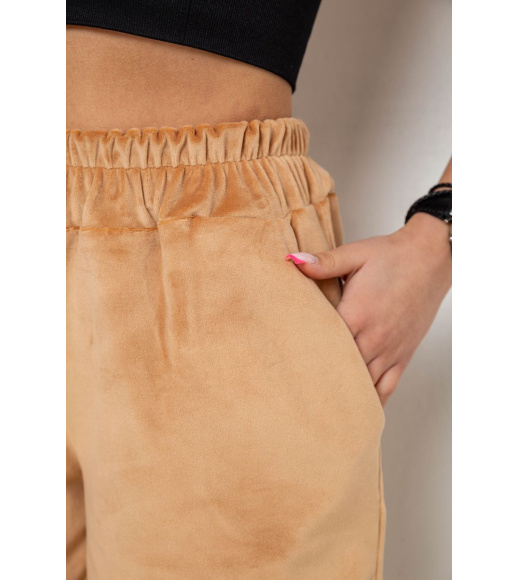 Шорты женские велюровые, цвет бежевый, 238R106